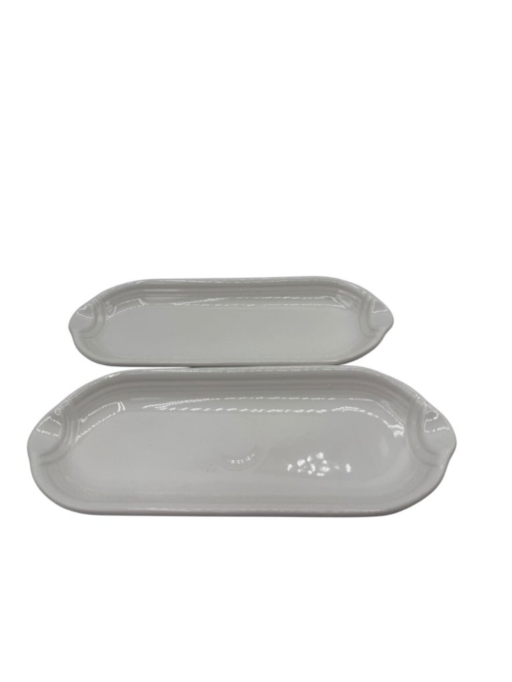 Vintage White HLC Fiesta USA White Ceramic Relish Corn Cob Trays Set of 2 - Picture 2 of 5